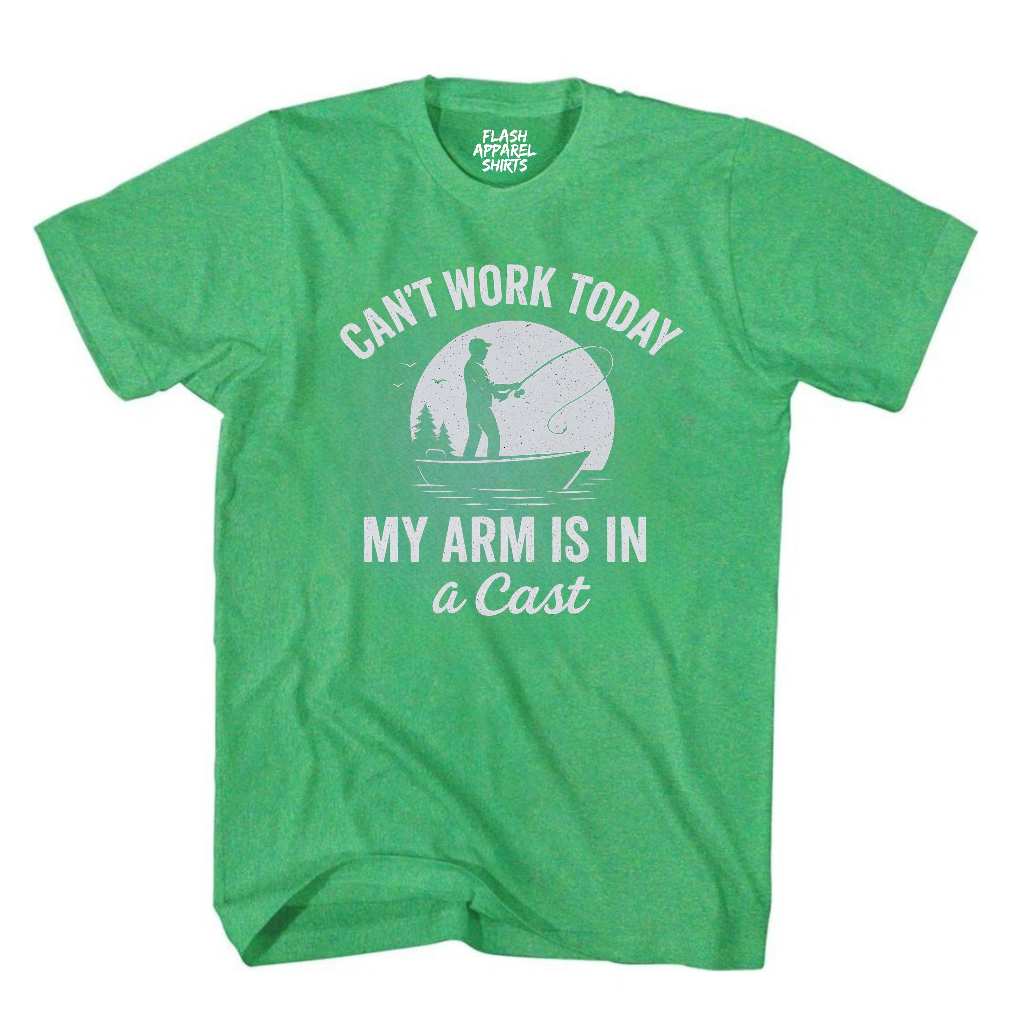 Mens Shirt Can't Work Today My Arm is in A Cast Funny Fishing T Shirt Novelty Gift Fathers Day T-Shirt