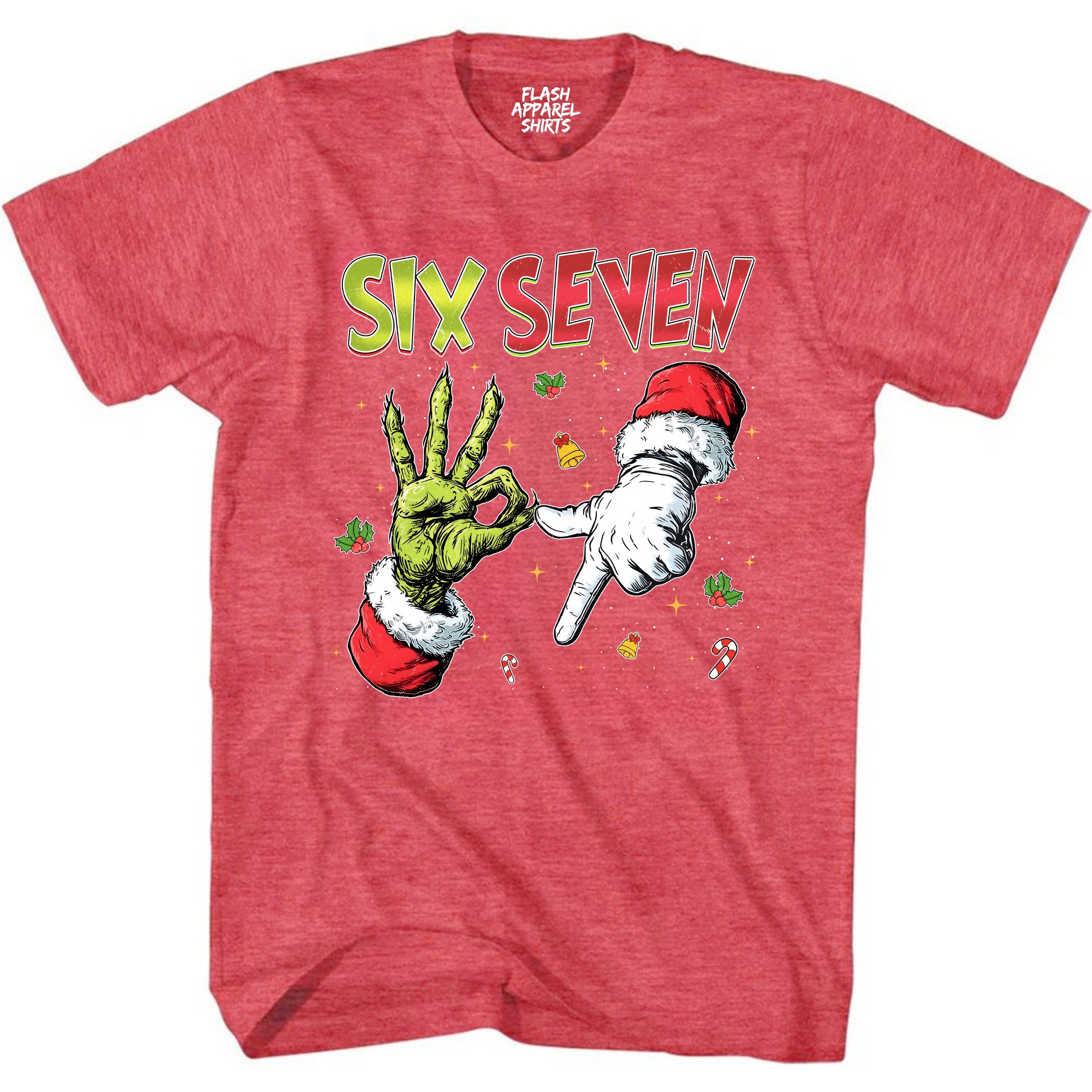 Merry Christmas 6 7 Six Seven Novelty Shirt Funny Unisex Holiday Gen Z T-Shirt Spirit Tee Party Gift Size Small to 5XL