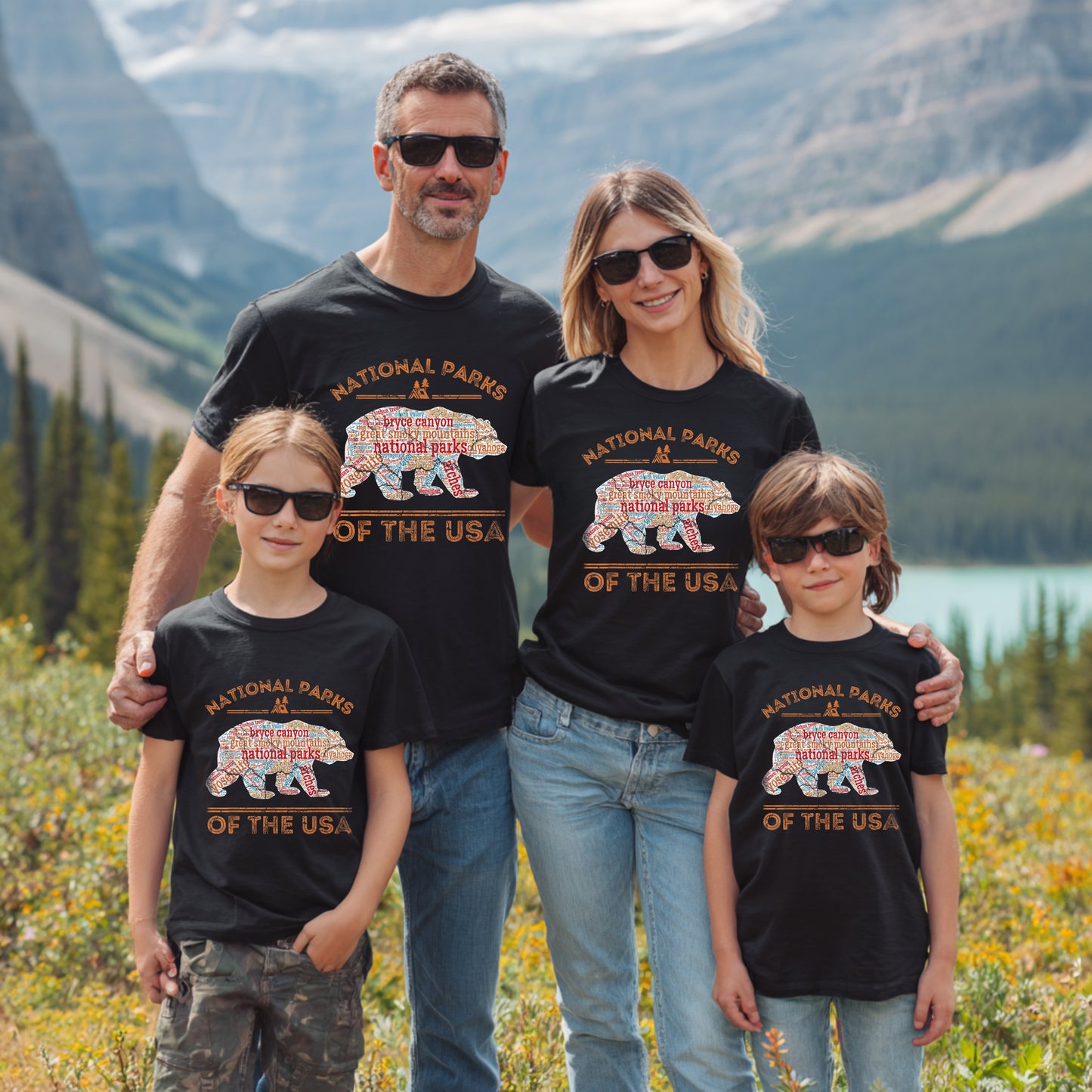 National Parks Shirt USA Park Map Walking Bear Camping & Hiking T-Shirt Outdoor Wildlife Nature Tee