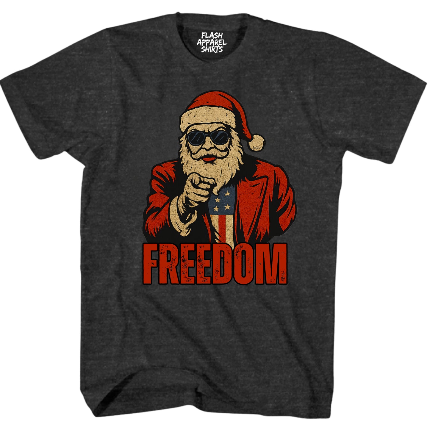 Merry Christmas Freedom Shirt Santa USA Patriotic America Vintage T-Shirt Novelty Funny Unisex Holiday Spirit Tee Party Gift Size Small to 5XL
