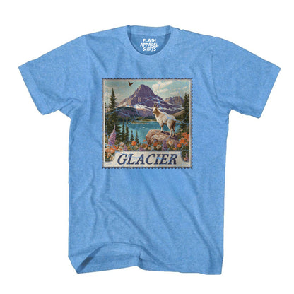 Glacier National Park Shirt Montana Stamp TShirt USA Camping Hiking T-Shirt Outdoor Wildlife Nature Tee Small to 5XL