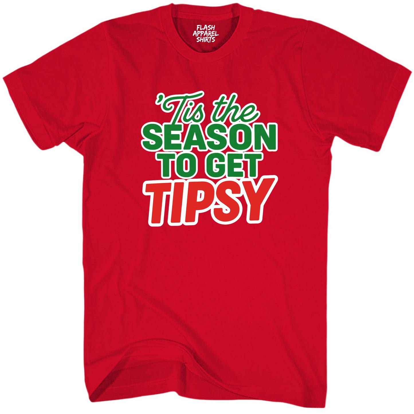 Merry Christmas Novelty Shirt Tis The Season To Get Tipsy Funny Unisex Holiday T-Shirt Spirit Tee Party Gift Size Small to 5XL