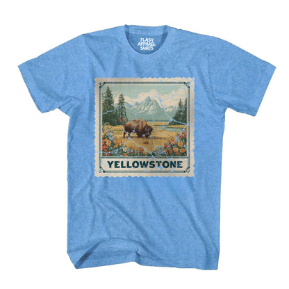 Yellowstone National Park Wyoming Souvenir Shirt Stamp TShirt USA Camping Hiking T-Shirt Outdoor Wildlife Nature Tee