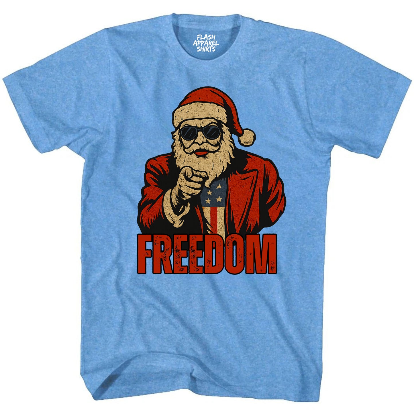 Merry Christmas Freedom Shirt Santa USA Patriotic America Vintage T-Shirt Novelty Funny Unisex Holiday Spirit Tee Party Gift Size Small to 5XL
