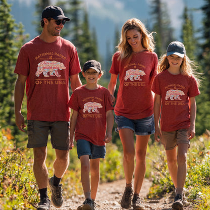 National Parks Shirt USA Park Map Walking Bear Camping & Hiking T-Shirt Outdoor Wildlife Nature Tee