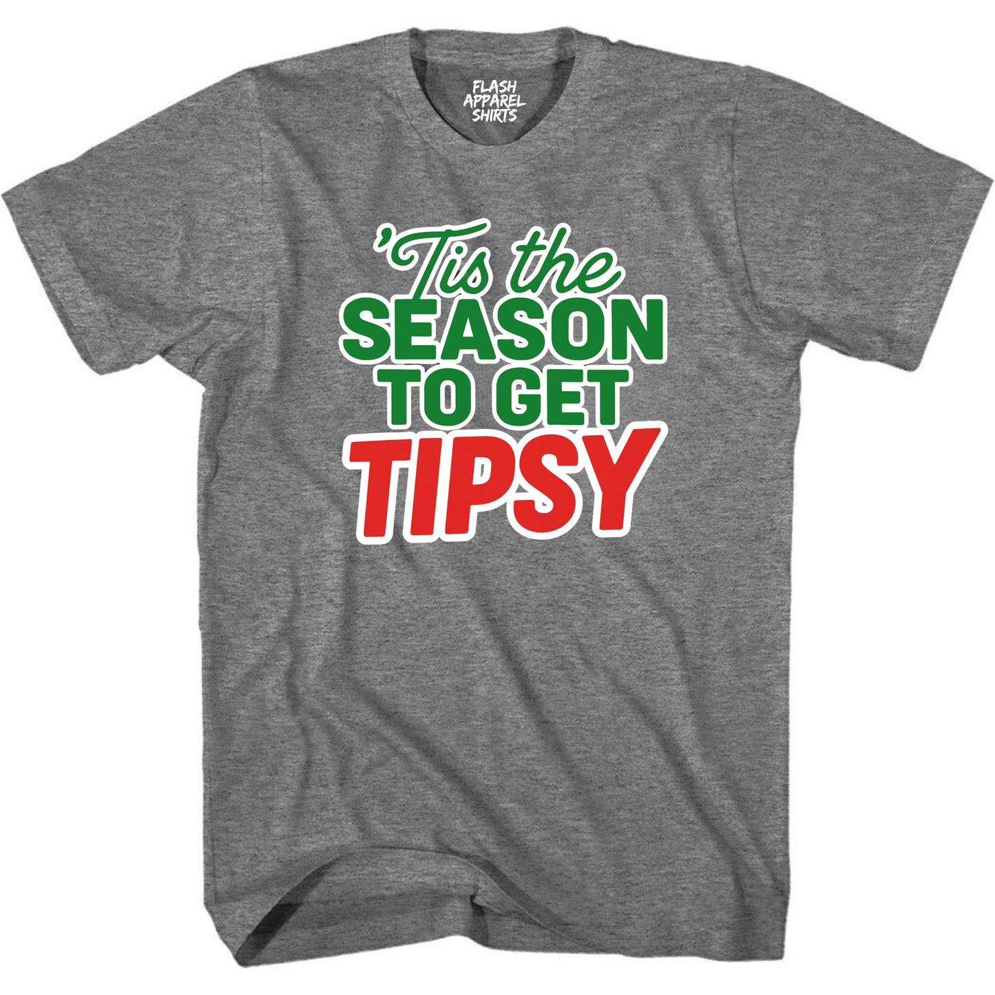 Merry Christmas Novelty Shirt Tis The Season To Get Tipsy Funny Unisex Holiday T-Shirt Spirit Tee Party Gift Size Small to 5XL