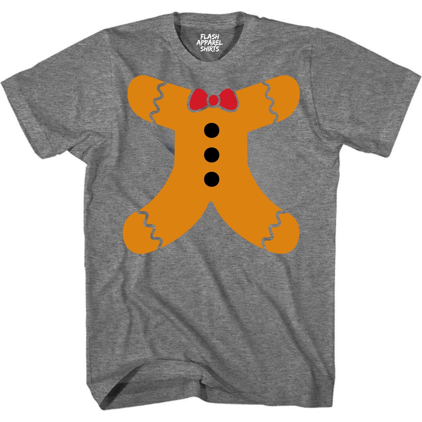 Merry Christmas Gingerbread Man Body Costume Shirt Unisex T-Shirt Holiday Spirit Novelty Tee Party Size Small to 5XL