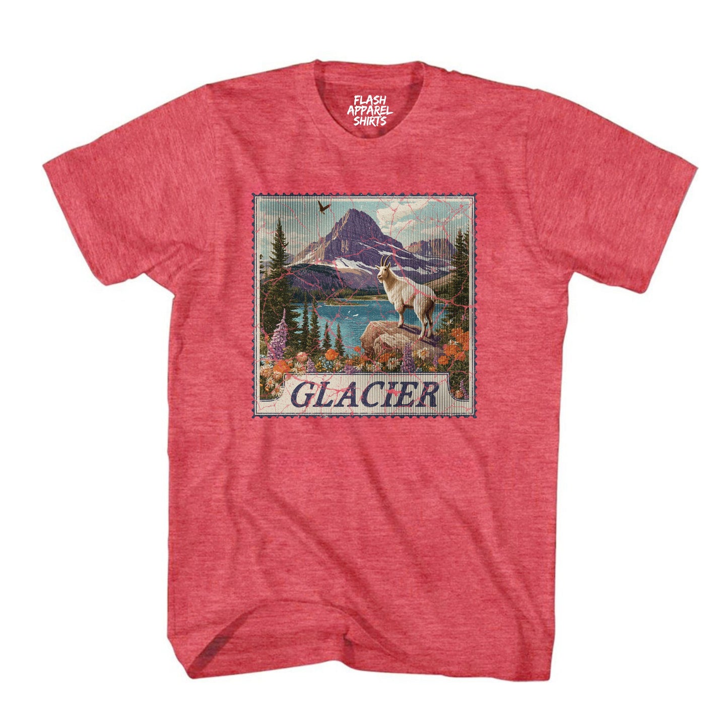 Glacier National Park Shirt Montana Stamp TShirt USA Camping Hiking T-Shirt Outdoor Wildlife Nature Tee Small to 5XL
