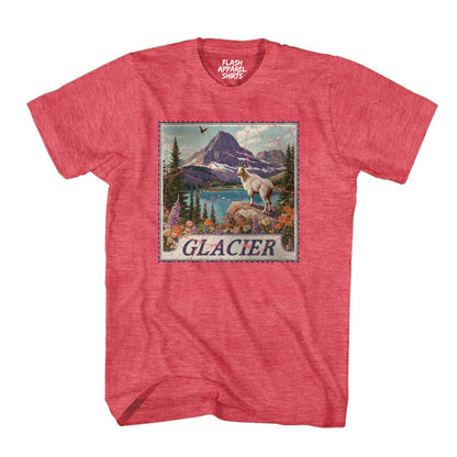 Glacier National Park Shirt Montana Stamp TShirt USA Camping Hiking T-Shirt Outdoor Wildlife Nature Tee Small to 5XL