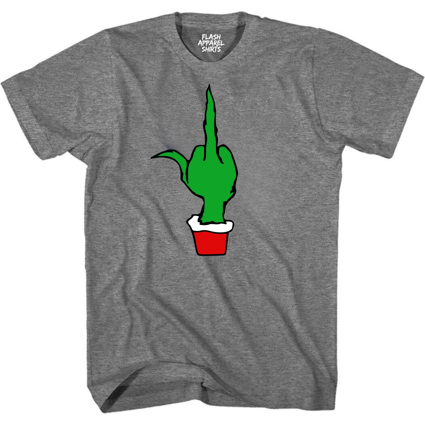 Christmas Green Finger Holiday T-Shirt Middle Finger Shirt Novelty Tee Small to 5XL