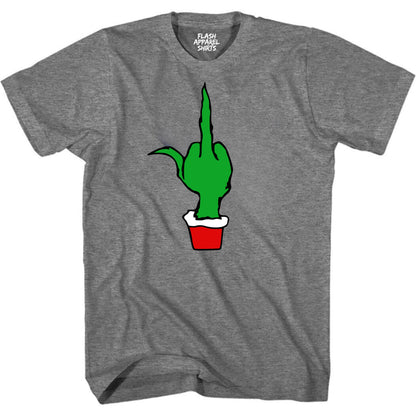Christmas Green Finger Holiday T-Shirt Middle Finger Shirt Novelty Tee Small to 5XL