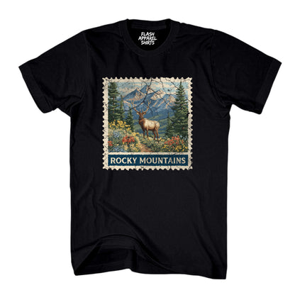 Rocky Mountain National Park Colorado Moose Shirt Stamp TShirt USA Camping Hiking T-Shirt Outdoor Wildlife Nature Tee