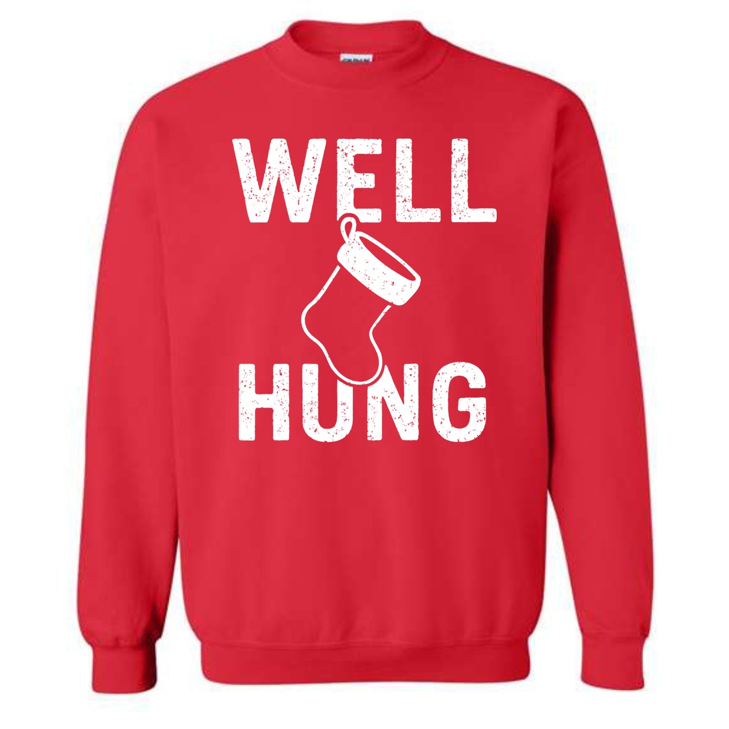 Merry Christmas Well Hung Novelty Crewneck Sweatshirt Funny Unisex Holiday Spirit Sweater Party Gift Size Small to 5XL