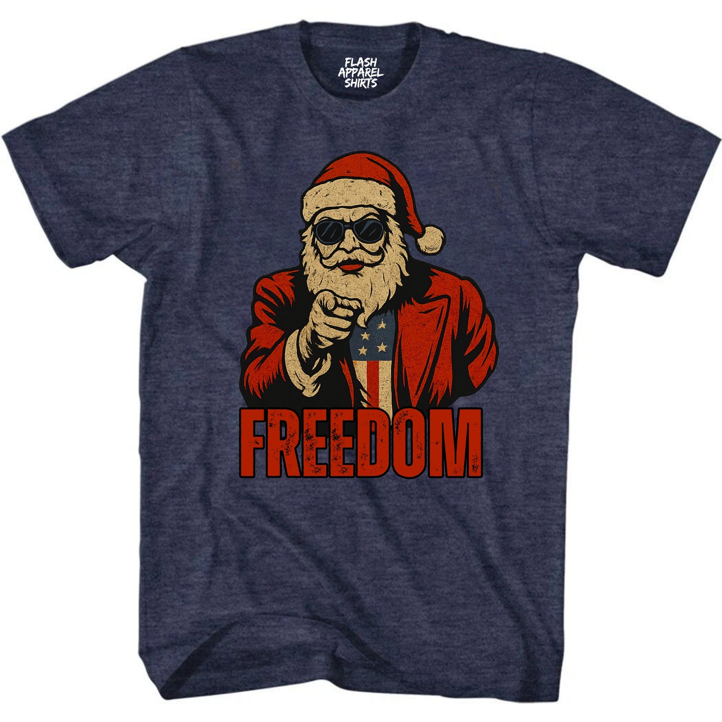 Merry Christmas Freedom Shirt Santa USA Patriotic America Vintage T-Shirt Novelty Funny Unisex Holiday Spirit Tee Party Gift Size Small to 5XL