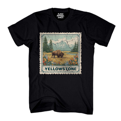 Yellowstone National Park Wyoming Souvenir Shirt Stamp TShirt USA Camping Hiking T-Shirt Outdoor Wildlife Nature Tee