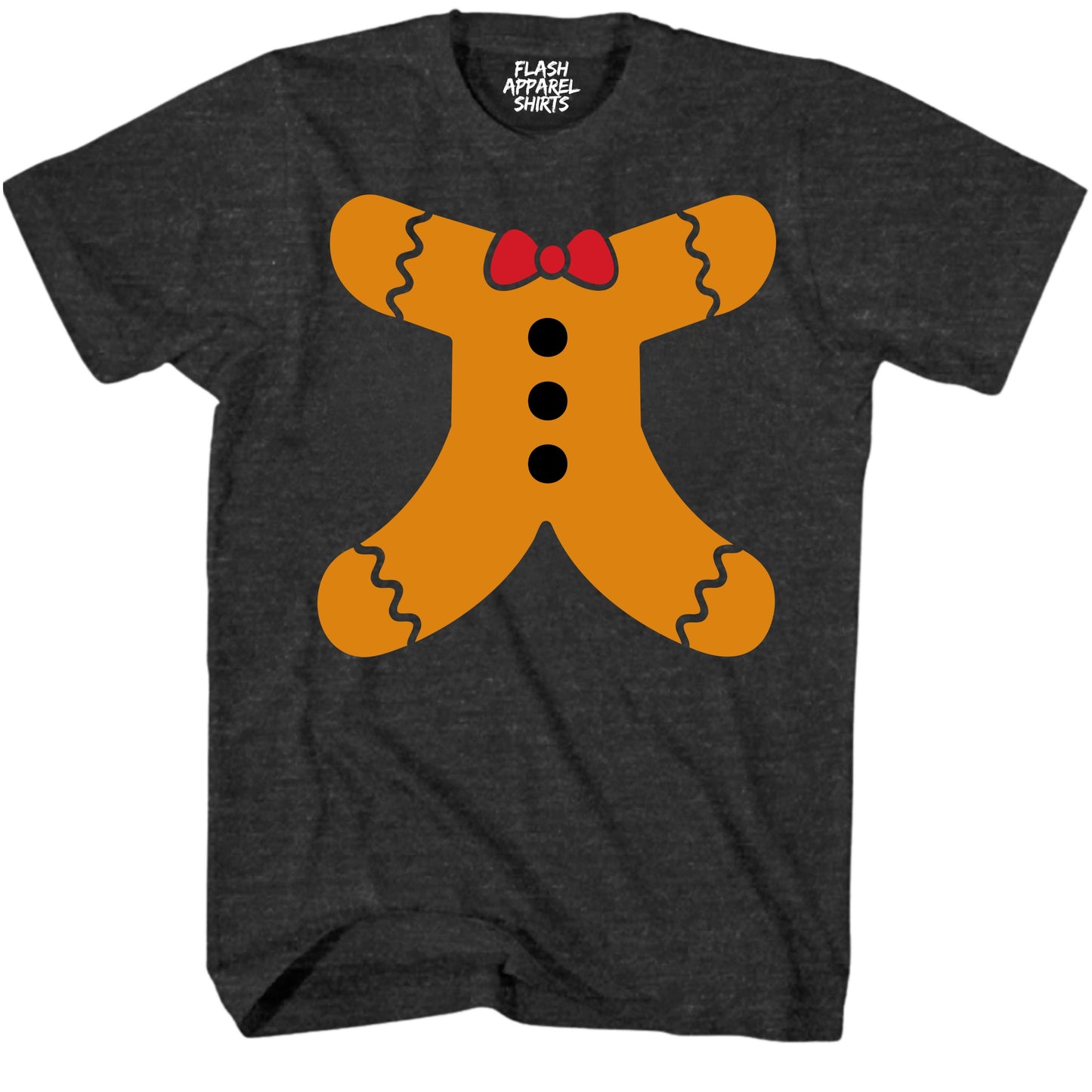Merry Christmas Gingerbread Man Body Costume Shirt Unisex T-Shirt Holiday Spirit Novelty Tee Party Size Small to 5XL