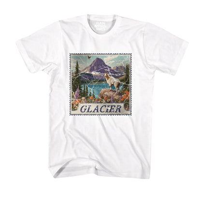 Glacier National Park Shirt Montana Stamp TShirt USA Camping Hiking T-Shirt Outdoor Wildlife Nature Tee Small to 5XL