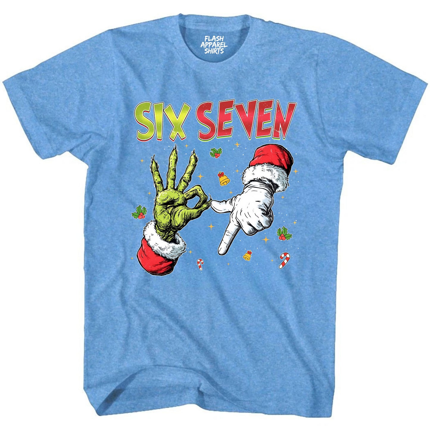 Merry Christmas 6 7 Six Seven Novelty Shirt Funny Unisex Holiday Gen Z T-Shirt Spirit Tee Party Gift Size Small to 5XL