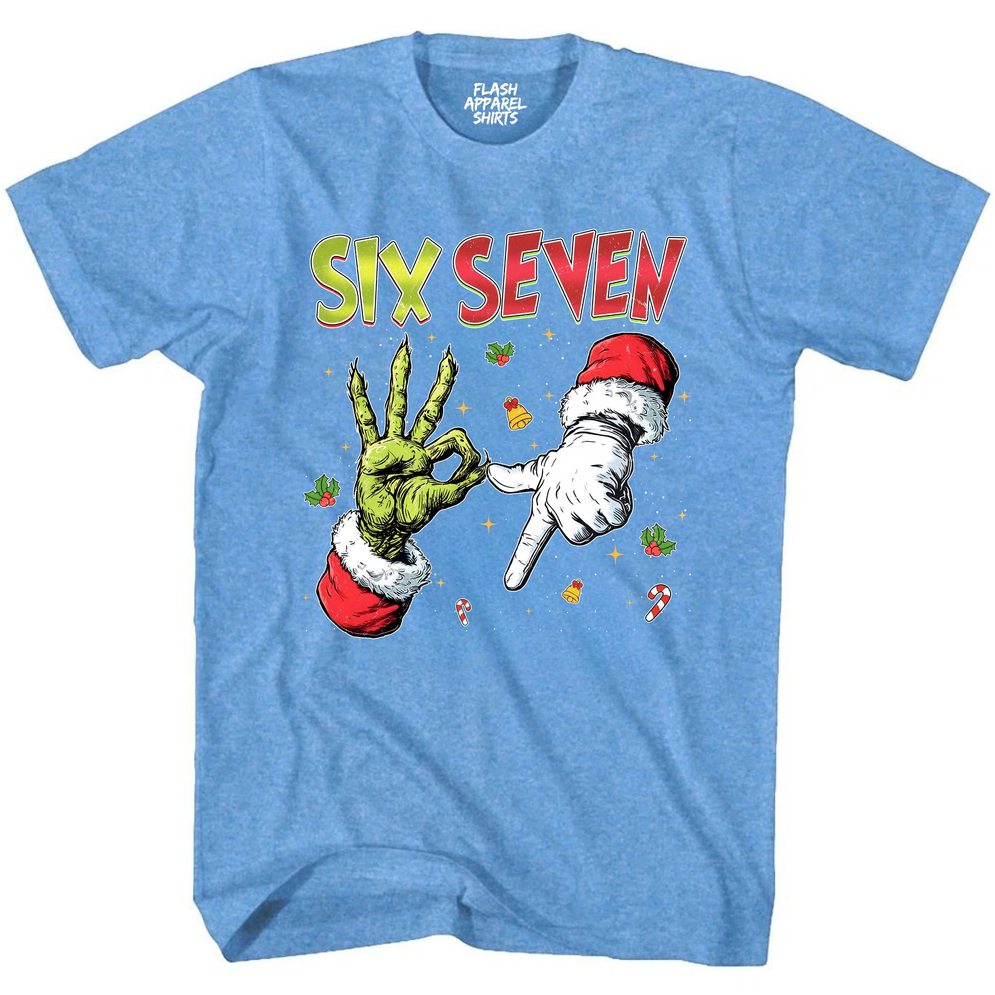 Merry Christmas 6 7 Six Seven Novelty Shirt Funny Unisex Holiday Gen Z T-Shirt Spirit Tee Party Gift Size Small to 5XL