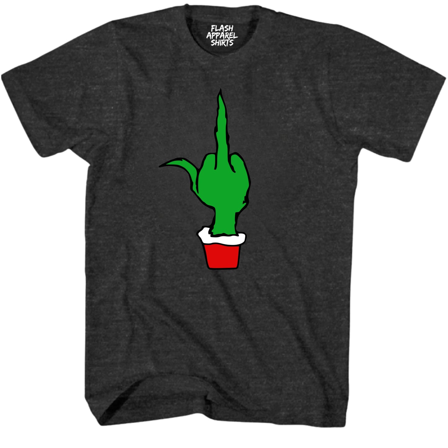 Christmas Green Finger Holiday T-Shirt Middle Finger Shirt Novelty Tee Small to 5XL