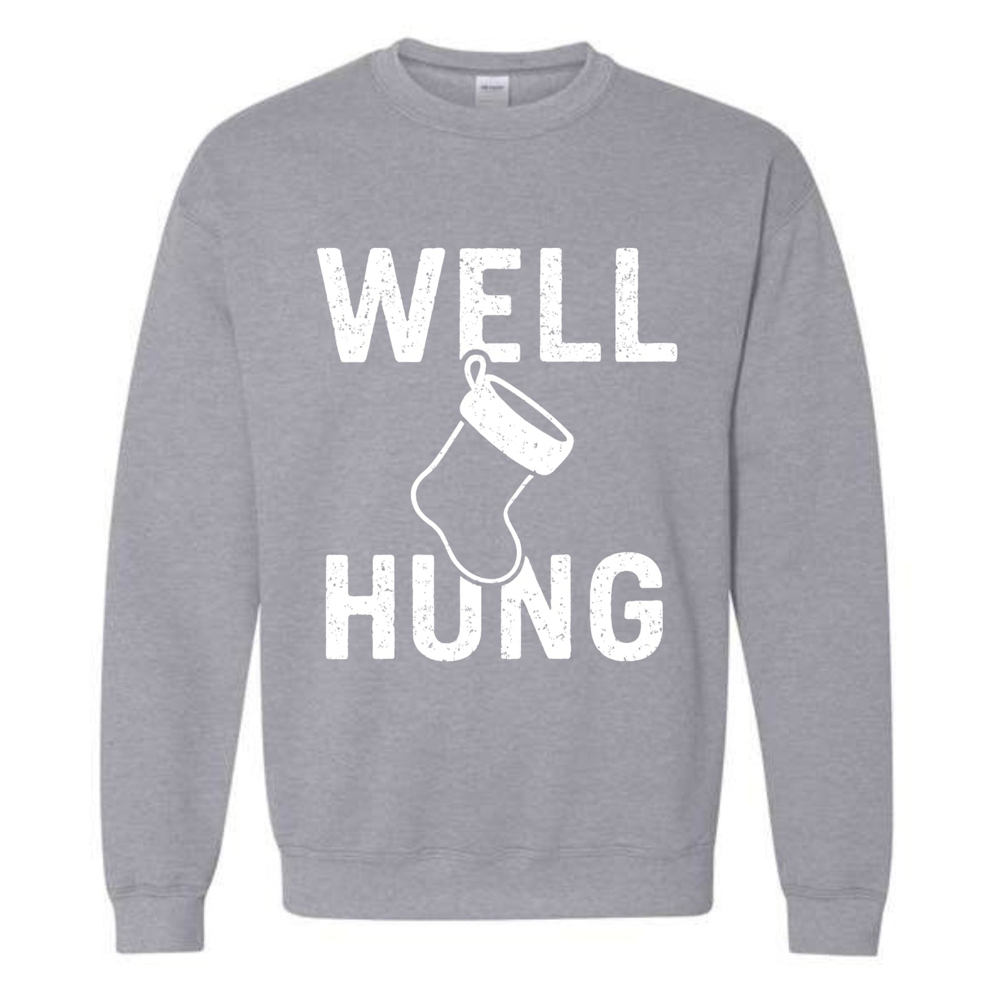 Merry Christmas Well Hung Novelty Crewneck Sweatshirt Funny Unisex Holiday Spirit Sweater Party Gift Size Small to 5XL