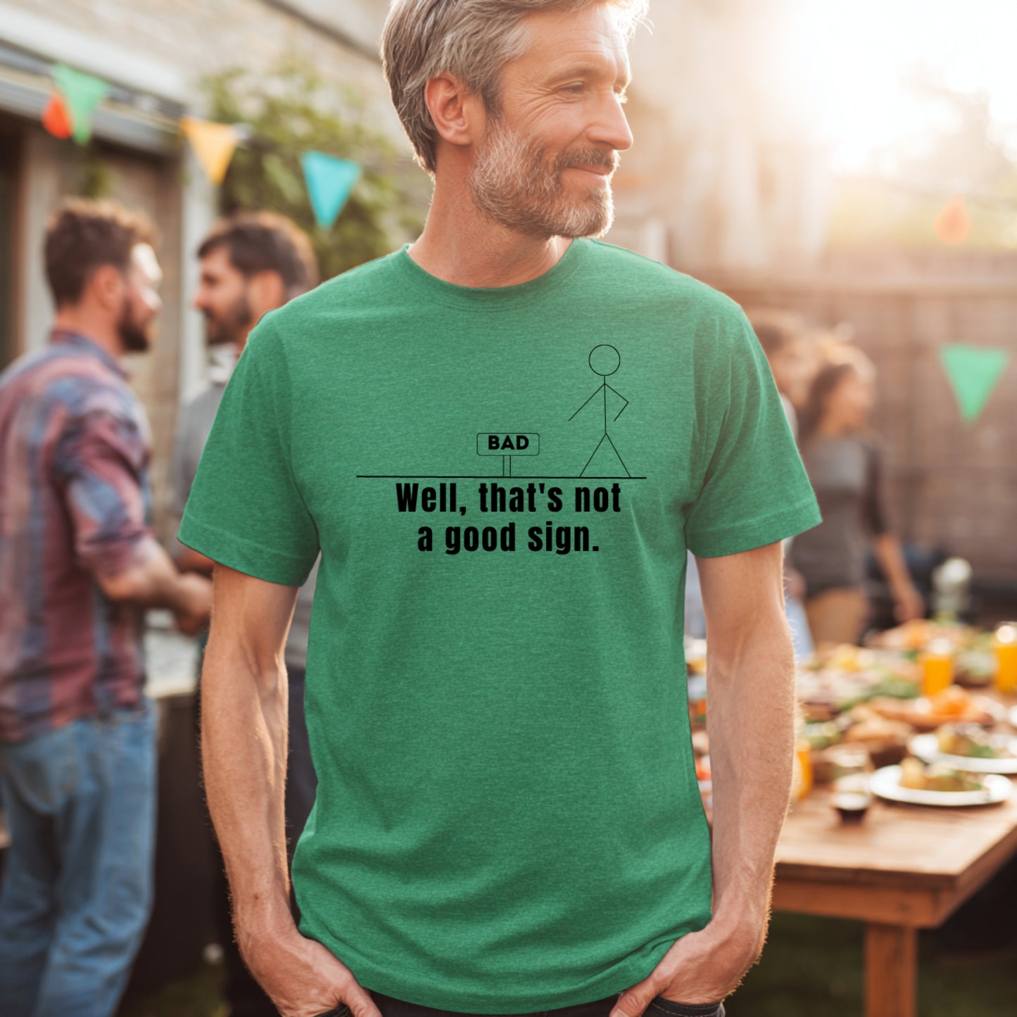 Not A Good Sign Shirt Stick Figure T-Shirt Graphic T Shirt Novelty Sarcastic Funny Gag Pun Gift Tee Humor