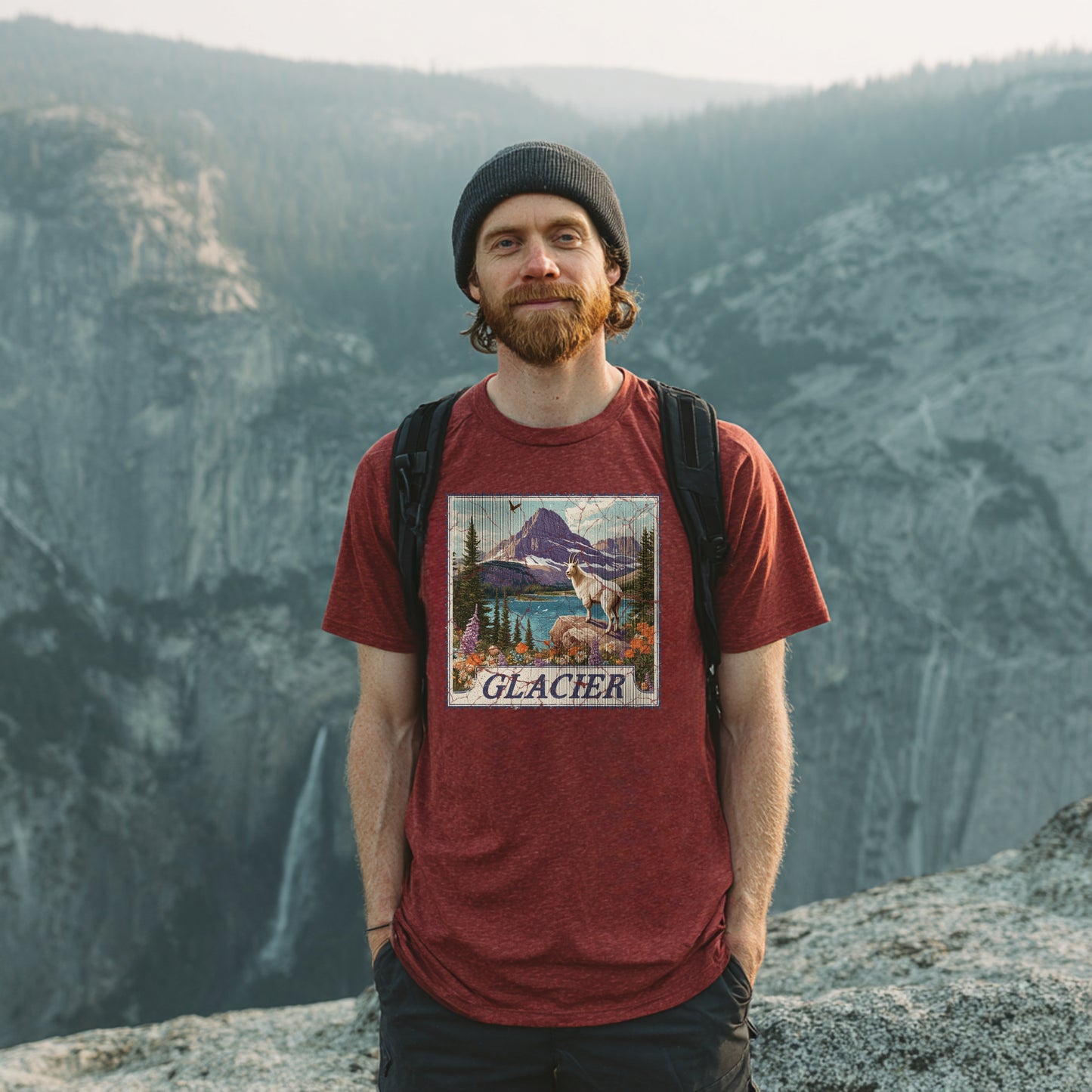 Glacier National Park Shirt Montana Stamp TShirt USA Camping Hiking T-Shirt Outdoor Wildlife Nature Tee Small to 5XL