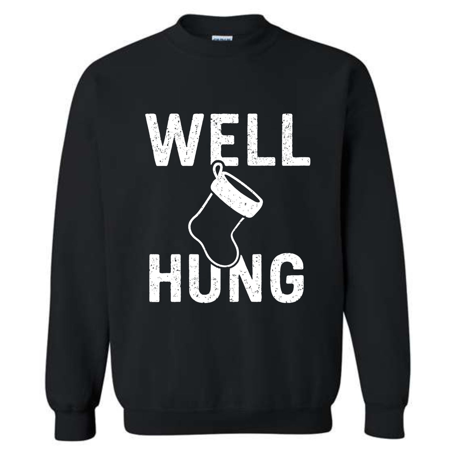 Merry Christmas Well Hung Novelty Crewneck Sweatshirt Funny Unisex Holiday Spirit Sweater Party Gift Size Small to 5XL