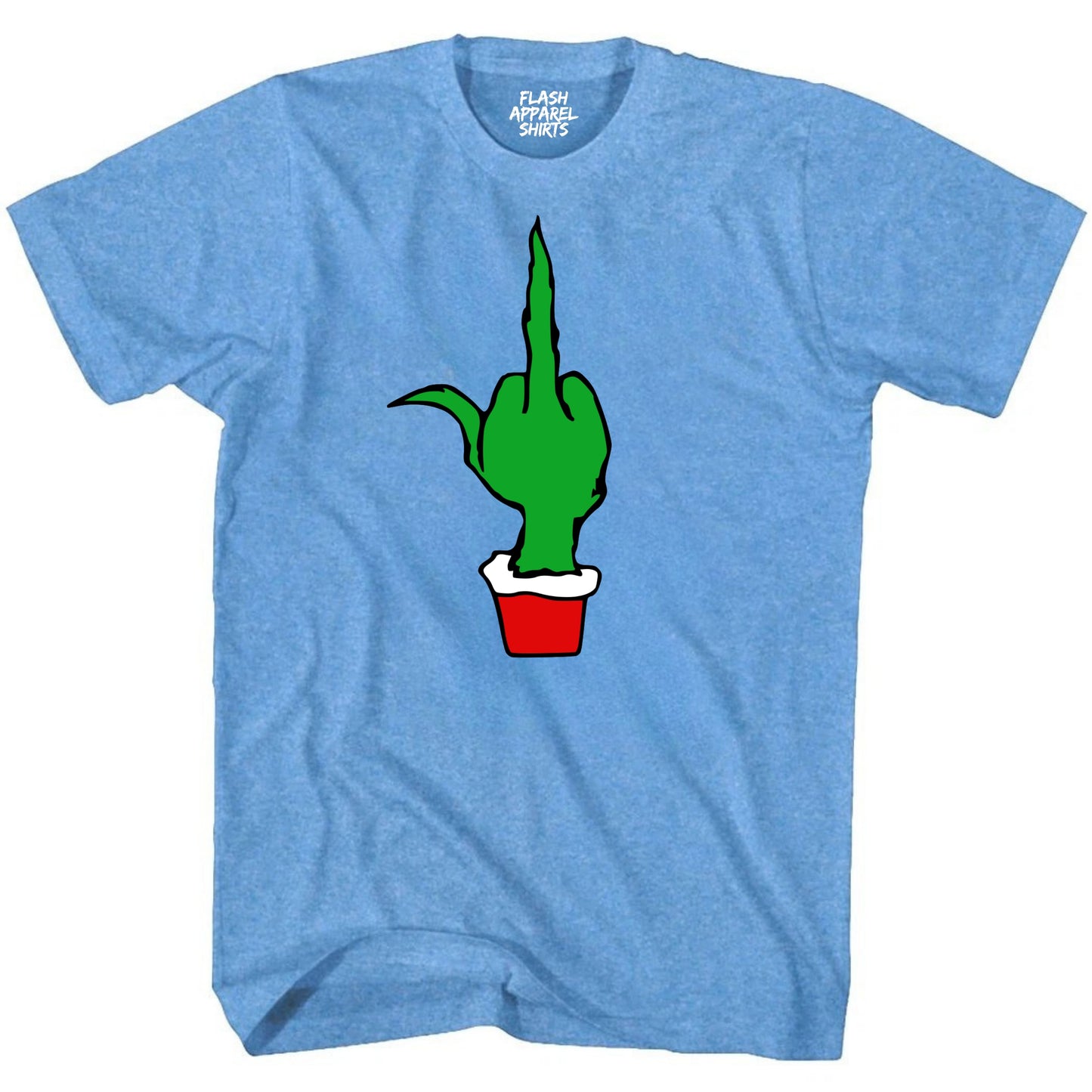 Christmas Green Finger Holiday T-Shirt Middle Finger Shirt Novelty Tee Small to 5XL