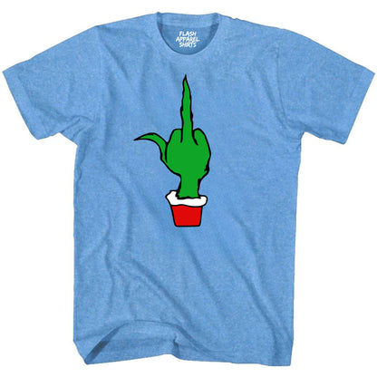 Christmas Green Finger Holiday T-Shirt Middle Finger Shirt Novelty Tee Small to 5XL