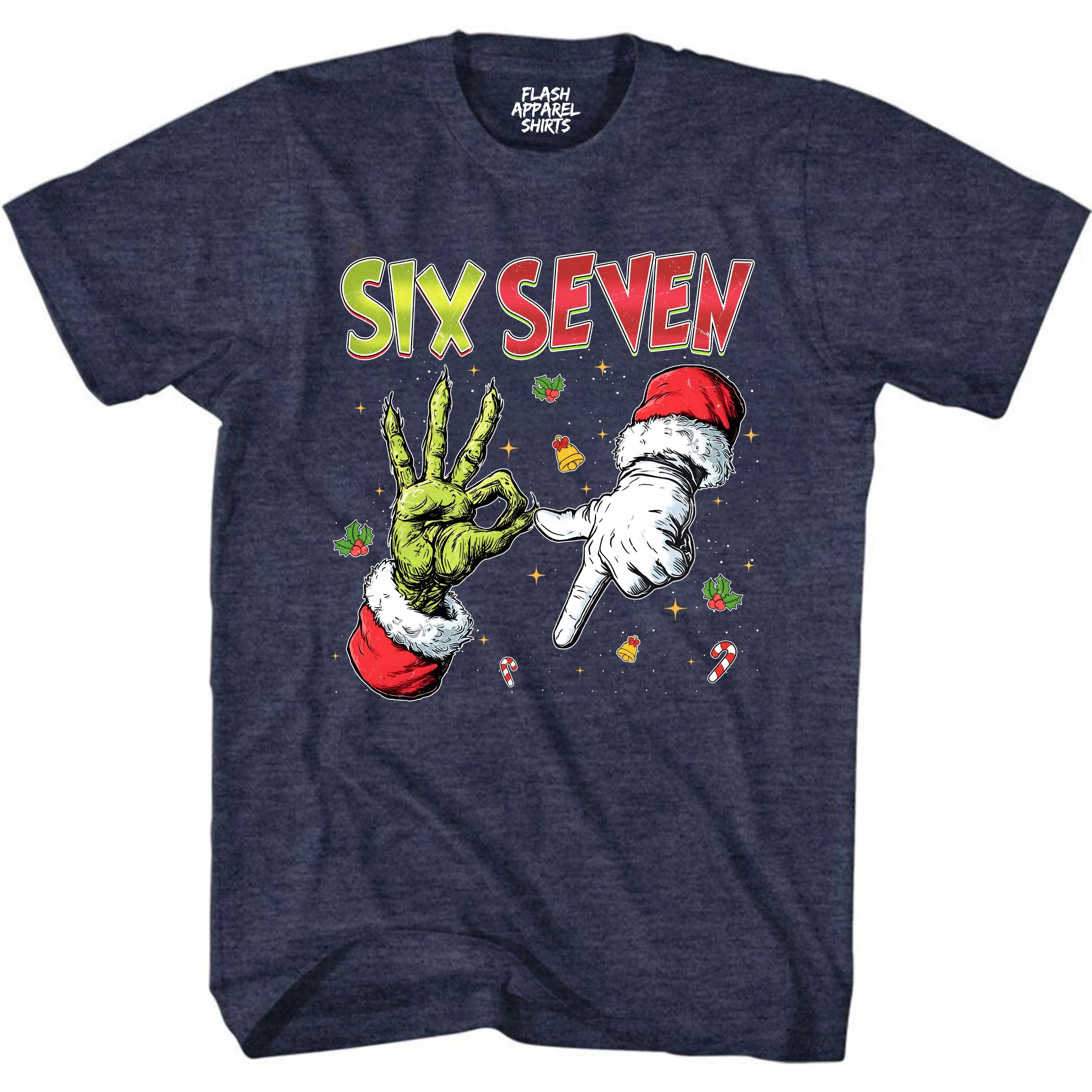 Merry Christmas 6 7 Six Seven Novelty Shirt Funny Unisex Holiday Gen Z T-Shirt Spirit Tee Party Gift Size Small to 5XL