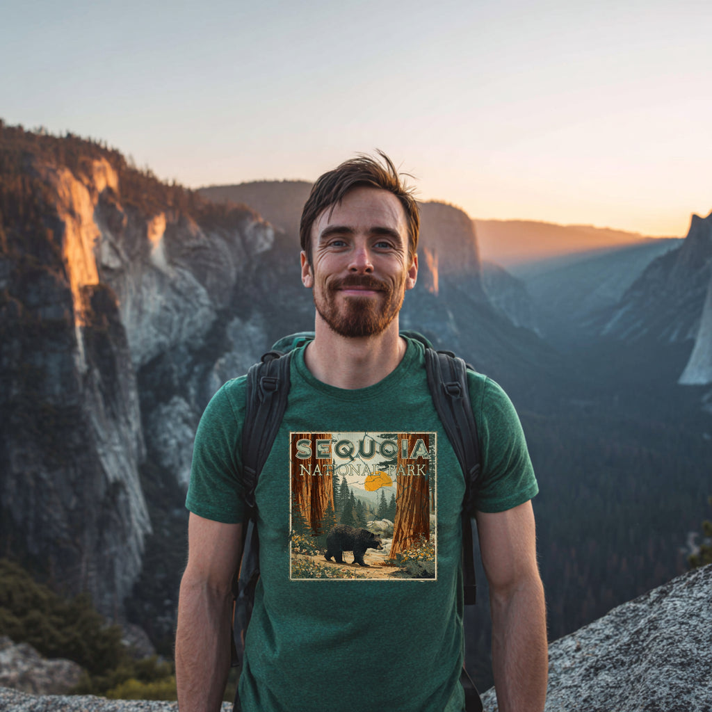 Sequoia National Park Shirt California Giant Tree Stamp TShirt USA Camping Hiking T-Shirt Outdoor Wildlife Nature Tee Small to 5XL