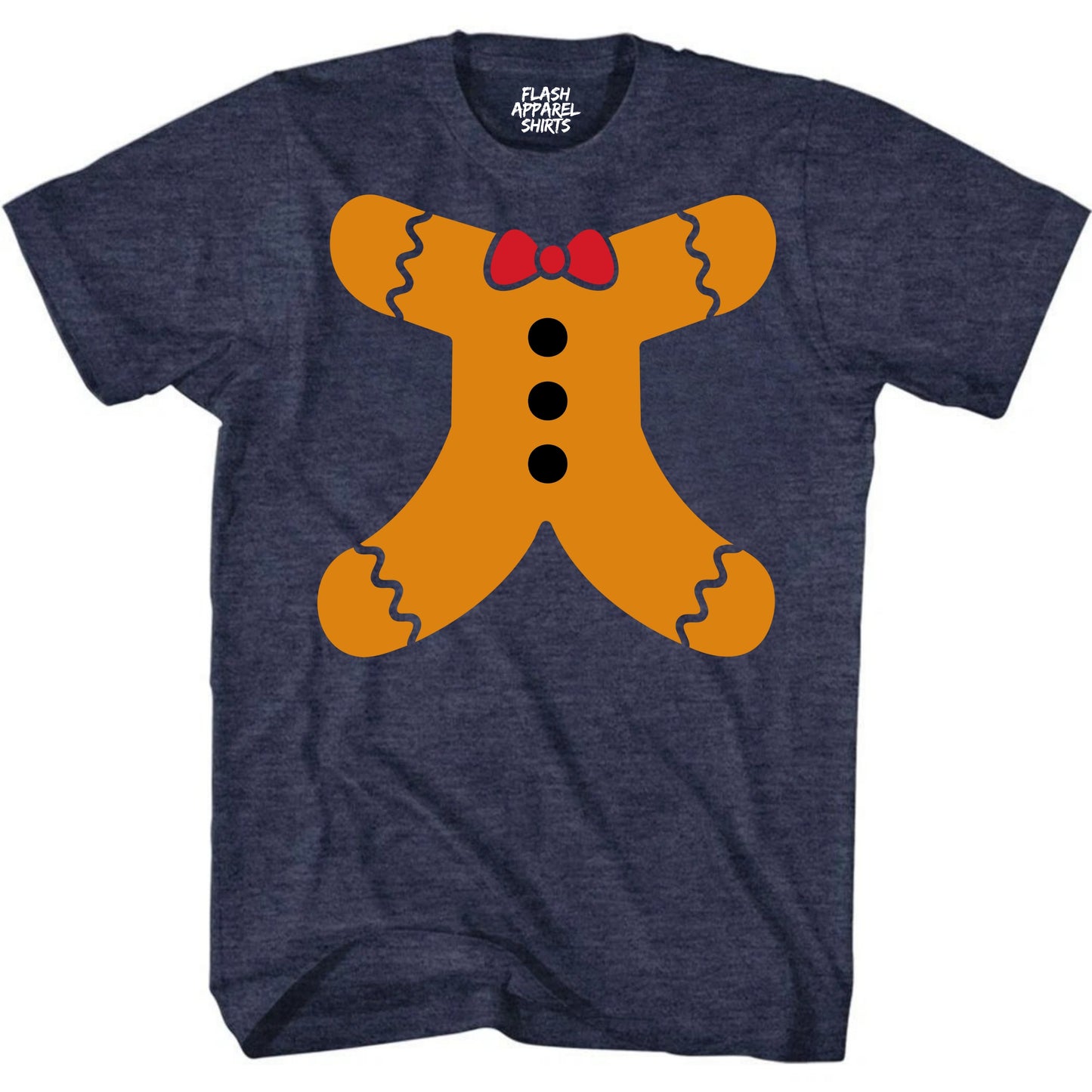 Merry Christmas Gingerbread Man Body Costume Shirt Unisex T-Shirt Holiday Spirit Novelty Tee Party Size Small to 5XL