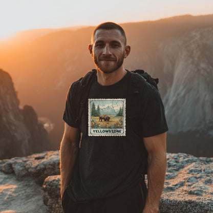 Yellowstone National Park Wyoming Souvenir Shirt Stamp TShirt USA Camping Hiking T-Shirt Outdoor Wildlife Nature Tee