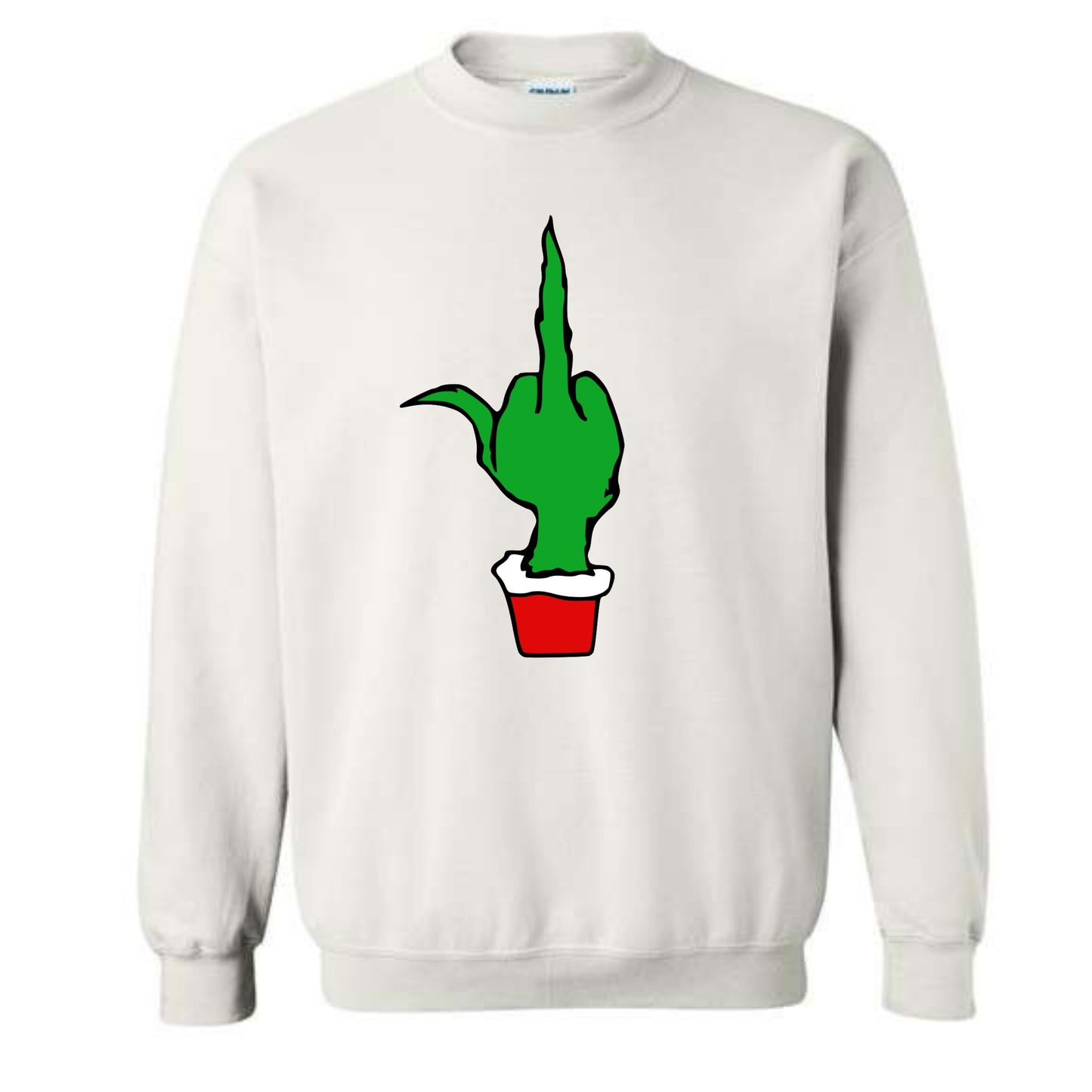 Christmas Green Finger Holiday Crewneck Sweatshirt Middle Finger Pullover Sweater Small to 5XL