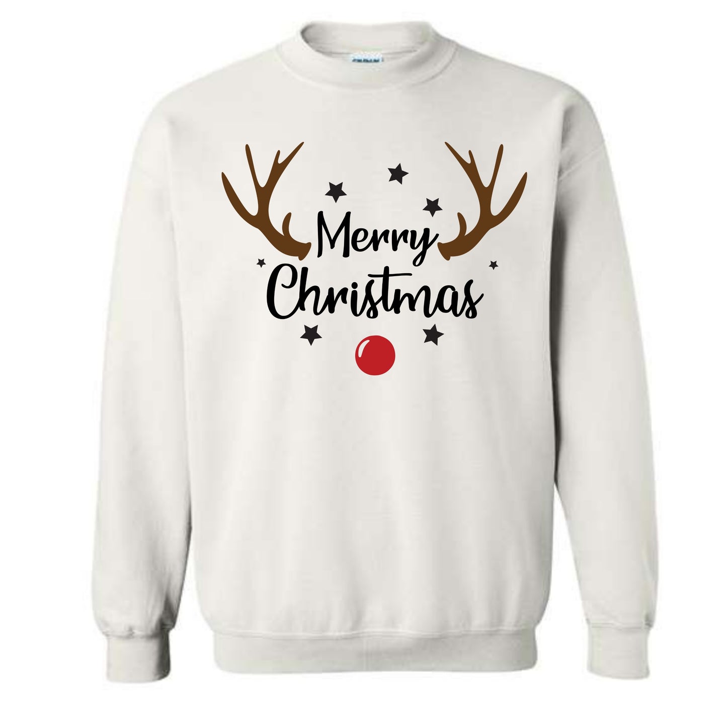 Merry Christmas Reindeer Costume Crewneck Sweatshirt Unisex Sweater Holiday Spirit Novelty Party Size Small to 5XL