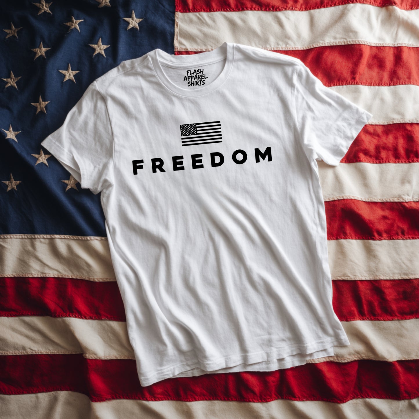 Freedom Shirt Freedom Text Flag T Shirt for Men & Women Patriotic Men's Tshirts Graphic Tee Unisex Adult Tee