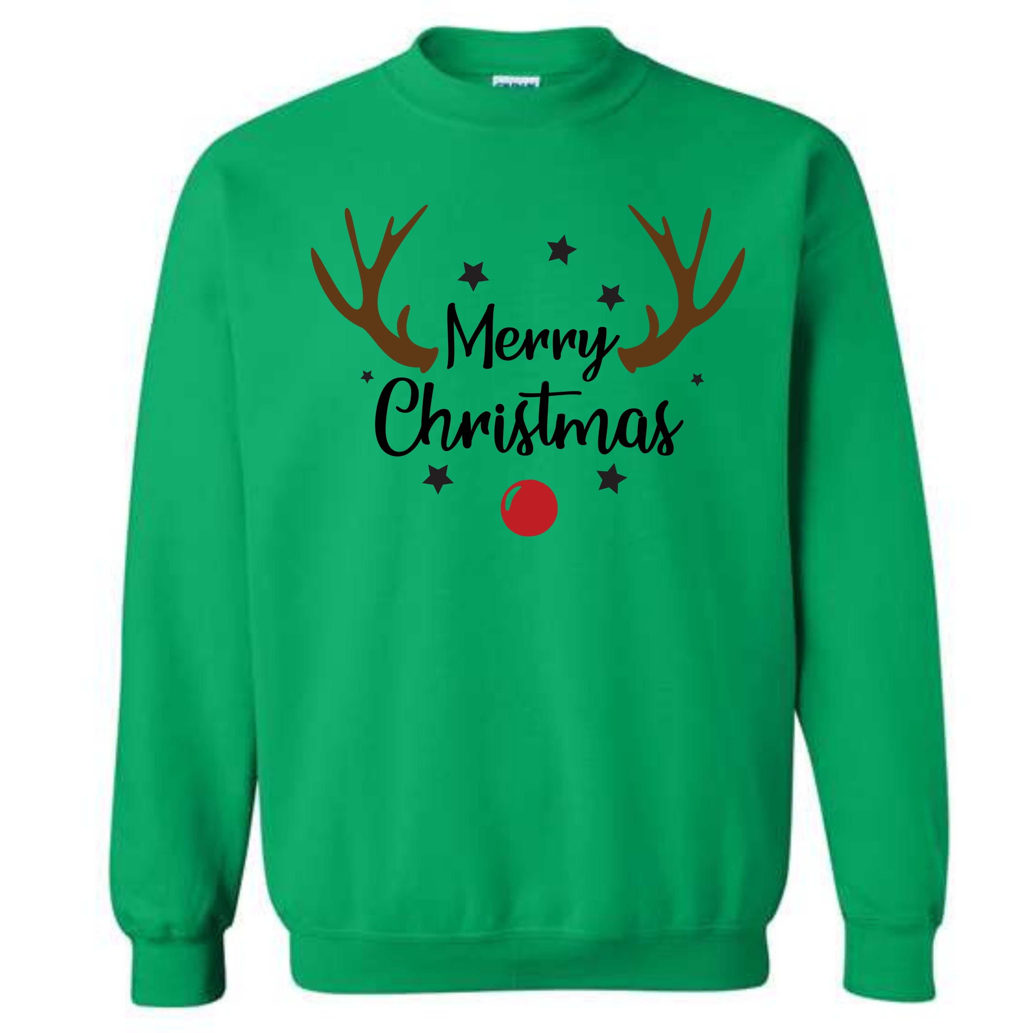 Merry Christmas Reindeer Costume Crewneck Sweatshirt Unisex Sweater Holiday Spirit Novelty Party Size Small to 5XL