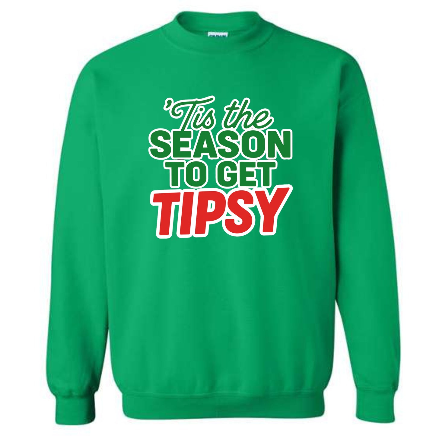 Merry Christmas Novelty Crewneck Sweatshirt Tis The Season To Get Tipsy Funny Unisex Holiday Sweater Spirit Pullover Party Gift Size Small to 5XL