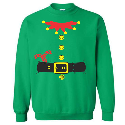 Merry Christmas Elf Novelty Costume Crewneck Sweatshirt Funny Unisex Holiday Sweater Spirit Pullover Party Gift Size Small to 5XL