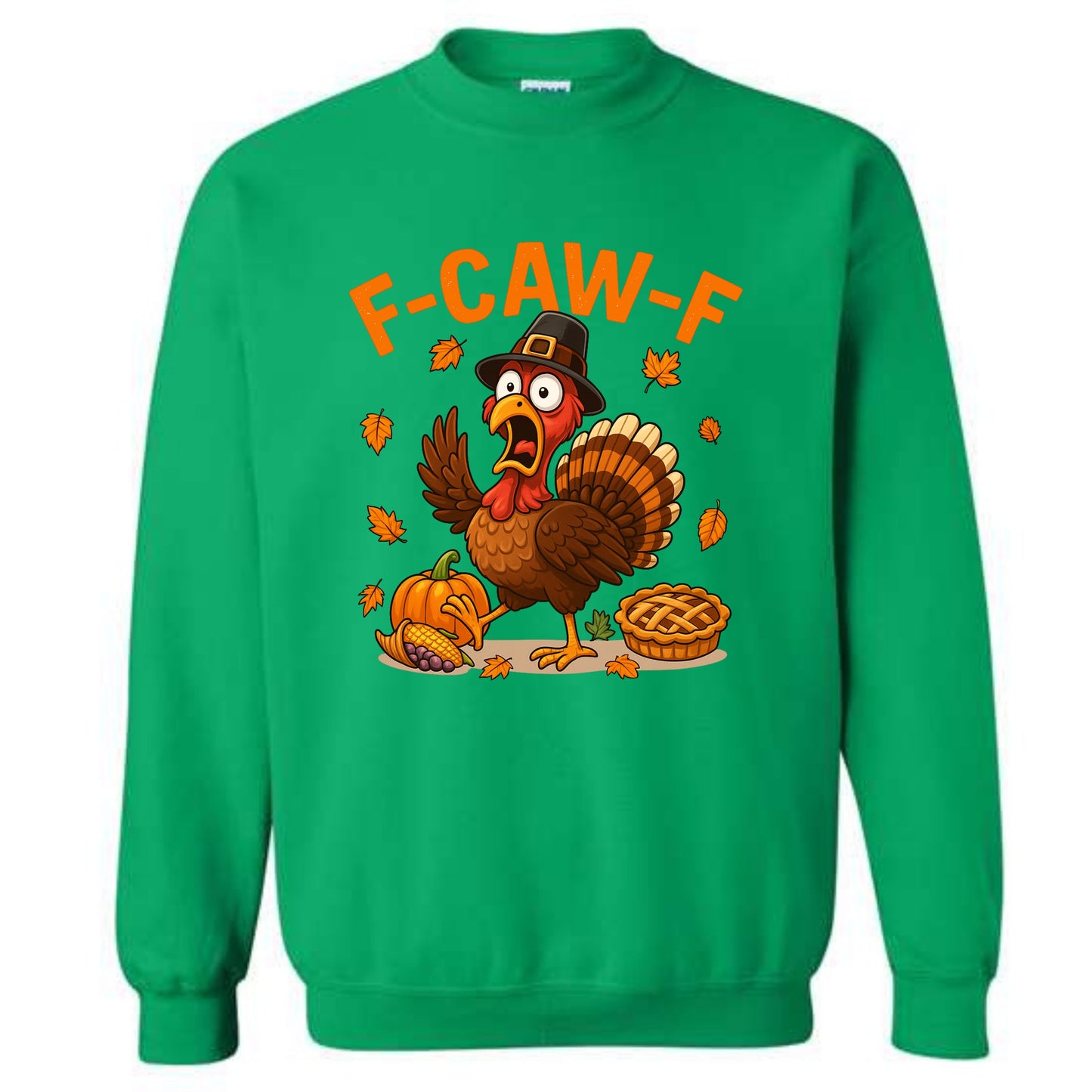 Caw Turkey Thanksgiving Crewneck Sweatshirt Gobble Bird Novelty Sweater Funny Adult Humor Gift Pullover Men Women Small to 5XL